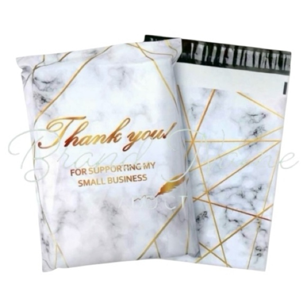 PRICE IS FIRM - Set of 10 Marble Gold 10 x 13 ‘Thank You’ Poly Mailers